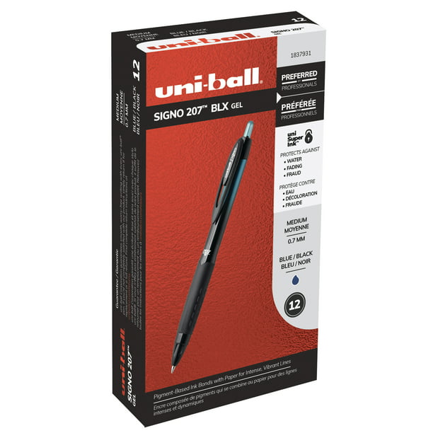UNI-BALL 207 4 PACK OF 0.7MM GEL PENS~INCLUDES 2 BLACK 1 BLUE & 1 RED INK~NEW